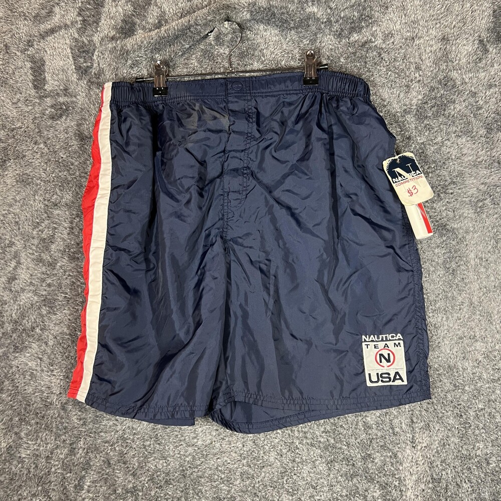 Nautica Competition Shorts Mens Large Blue Team USA Swim Trunks Patriotic